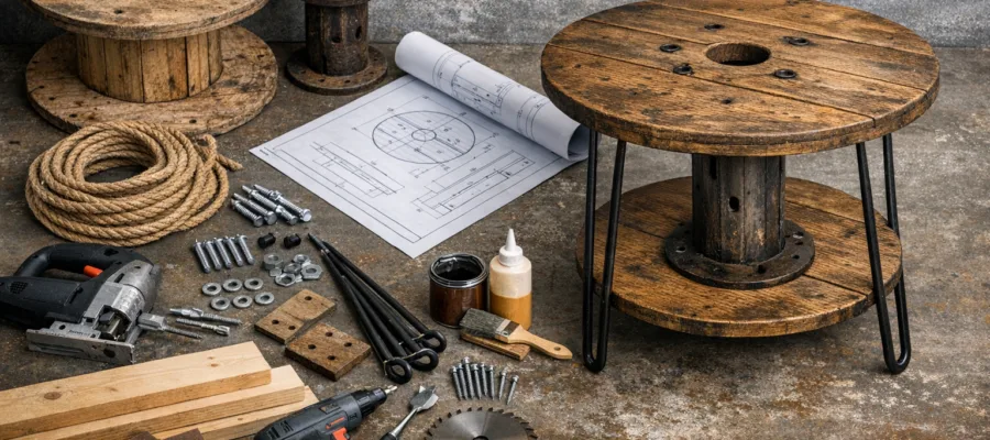 Kabeltrommel Beistelltisch DIY: Materialliste und Bauplan