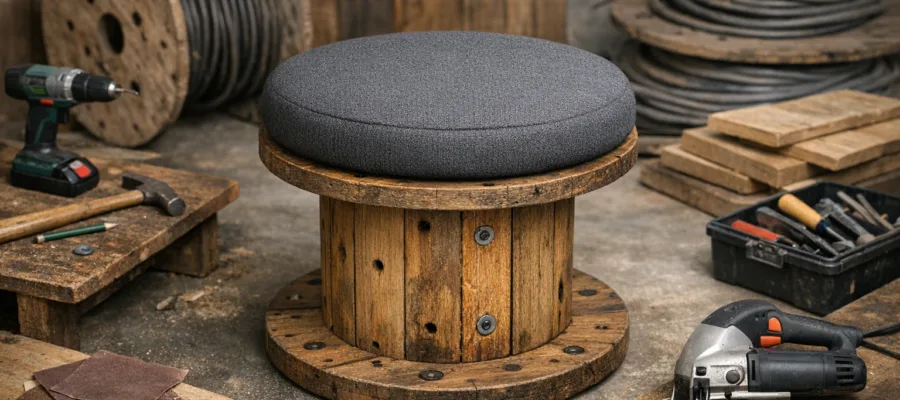 Kabeltrommel Hocker bauen: Einfaches Upcycling-Projekt