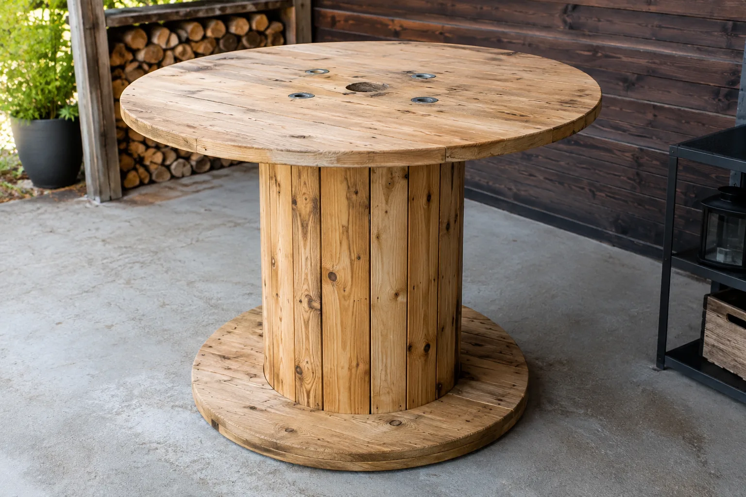 Kabeltrommel Stehtisch fuer Party bauen: DIY-Anleitung